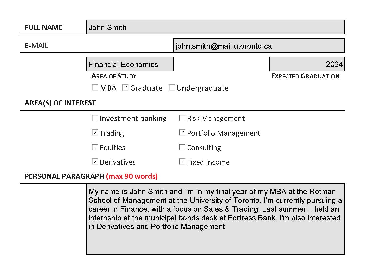 sample Participant Profile